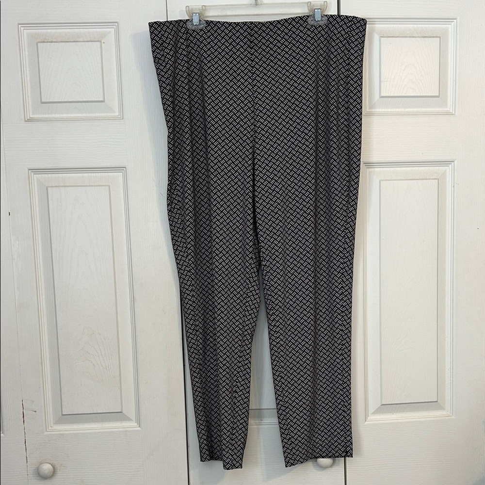 J. JILL Brown White Wearever Collection Forward Seam Slim Ankle Pants Pull On XL